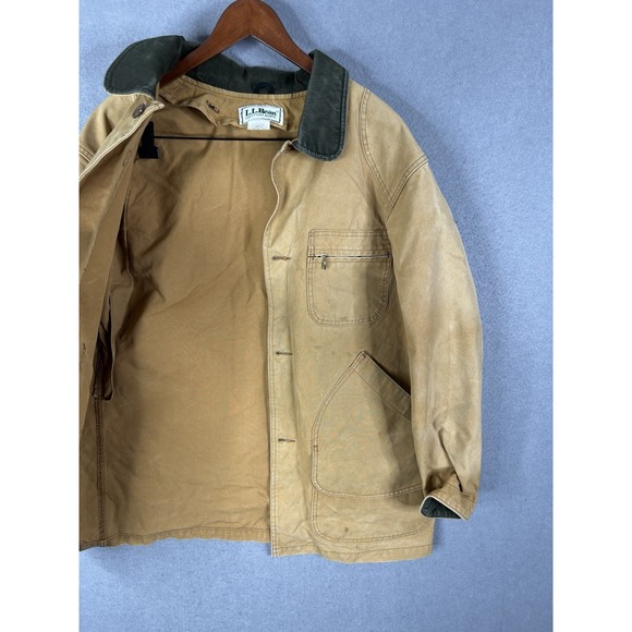L.L.Bean Barn Field Chore Coat Jacket Mens Large Brown Canvas Distressed - Picture 7 of 11
